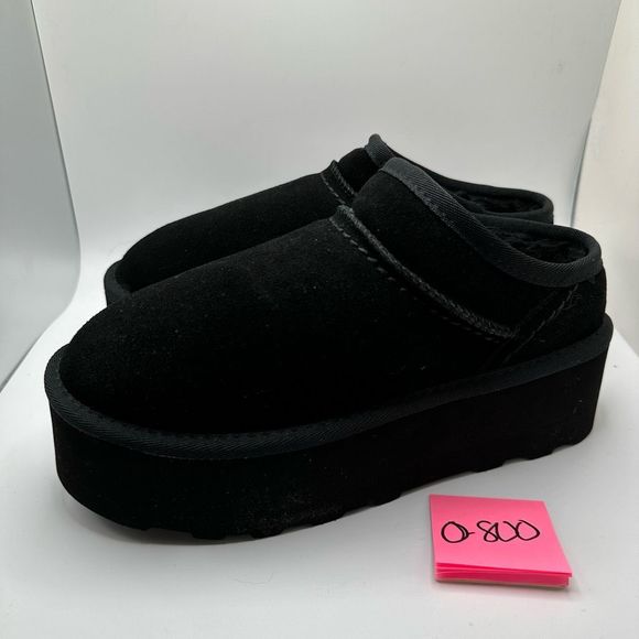 CUSHIONAIRE Women's Genuine Suede Cozy Mule Platform +Memory Foam 7 BLACK - Picture 3 of 7